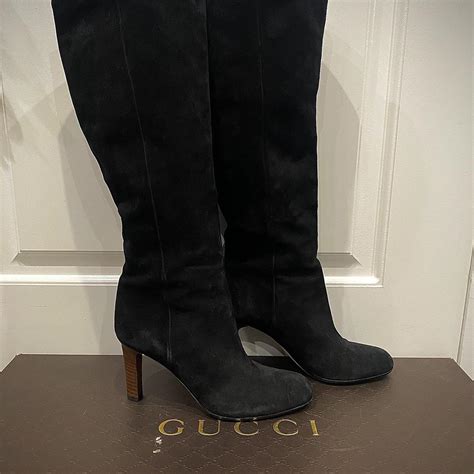 gucci pointed toe boots|gucci suede tall boots.